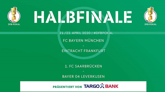 德国杯半决赛对阵：拜仁对阵法兰克福，药厂踢萨尔布吕肯